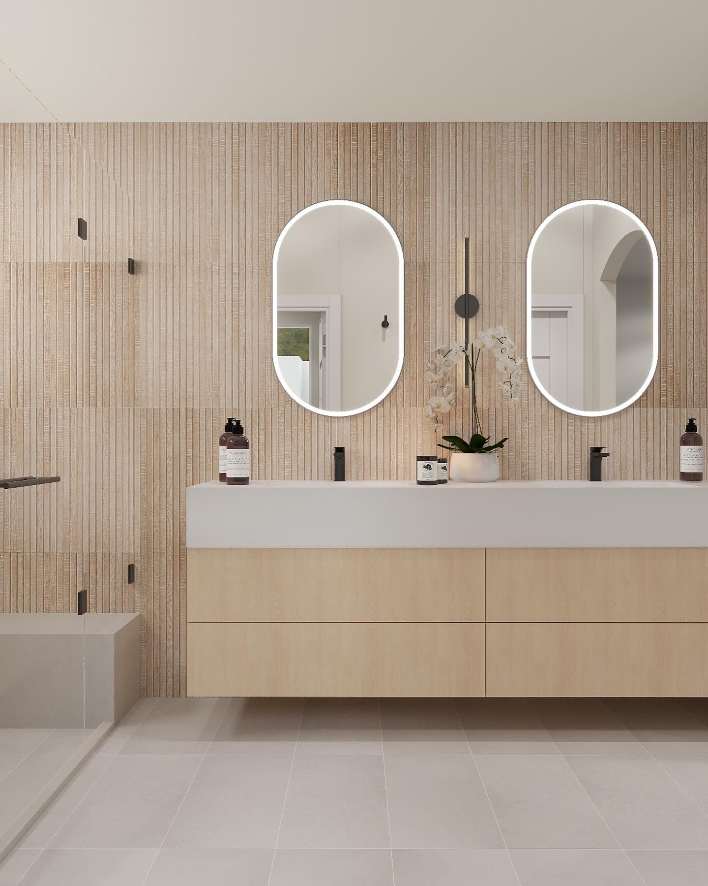 Elegant and functional remodeled master bathroom by Kloud B Construction for Home Remodeling Las Vegas